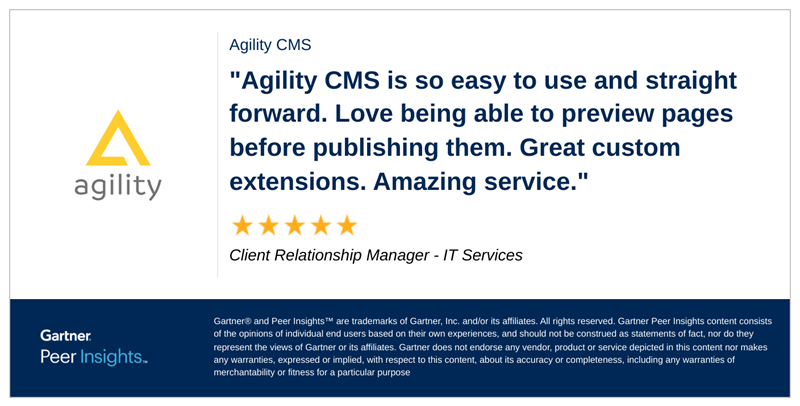 Positive Review of Agility CMS by Client Relationship Manager - IT Services