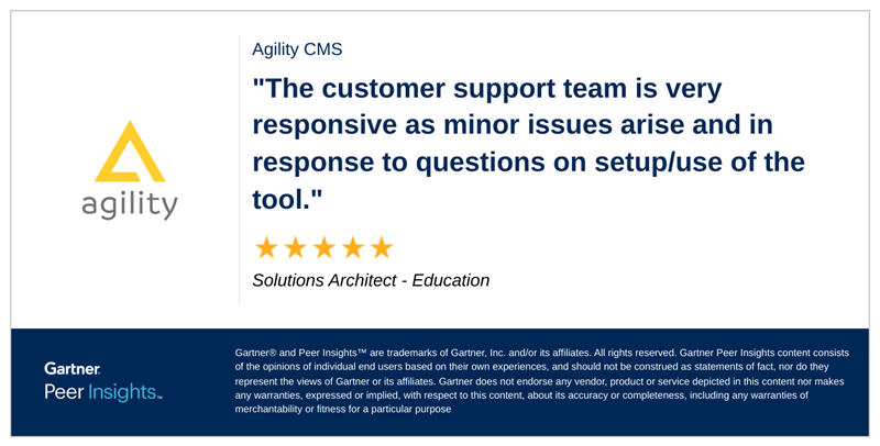 Positive Review of Agility CMS by Solutions Architect - Education 2