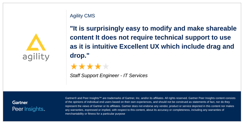 Positive Review of Agility CMS by Staff Support Engineer - IT Services