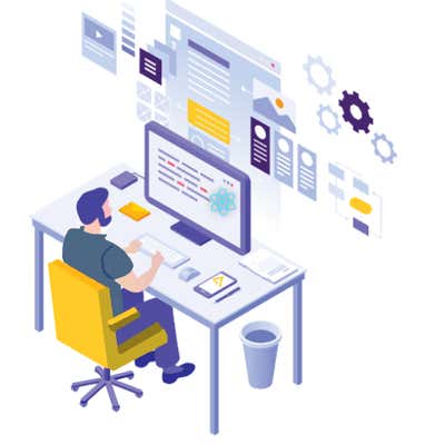 Illustration of person working at computer