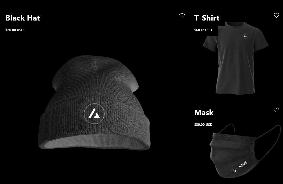 Next.js Commerce black merchandise on agilitycms.com