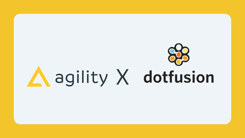 Banner with Agility CMS logo and Dotfusion logo