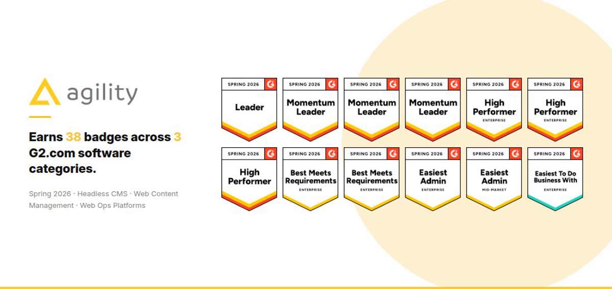 Agility CMS Named Headless CMS Leader and Earns 38 Badges in G2 Spring ...