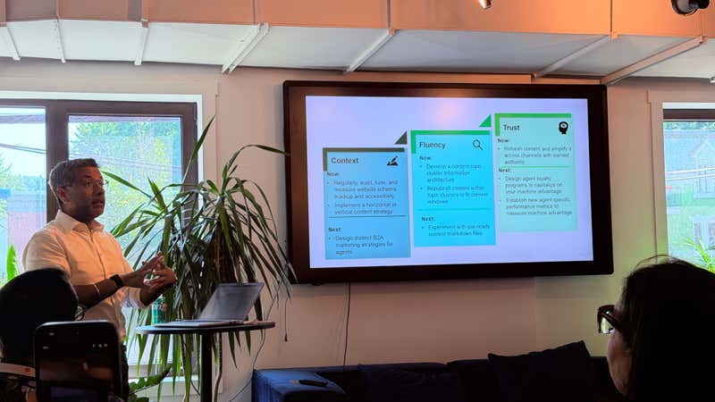 Forrester slide splitting agent readiness into context, fluency and trust with immediate and next-step actions for each