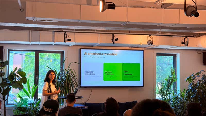 Optimizely slide splitting the work into customer experience, marketer experience and agent experience