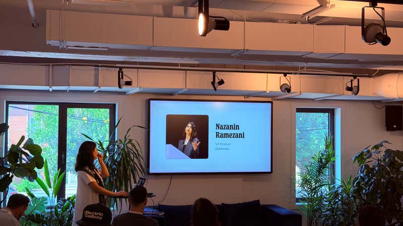 Title slide introducing Nazanin Ramezani, VP of Product at Optimizely, at CMS Connect 2026