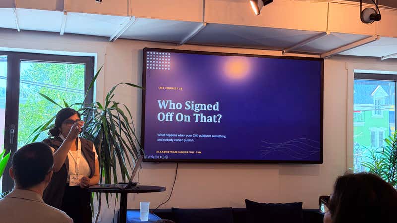 Alka Tandan of Reframe and Refine opens her CMS Connect 2026 session Who Signed Off On That