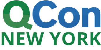 QCon New York blue and green logo on agilitycms.com