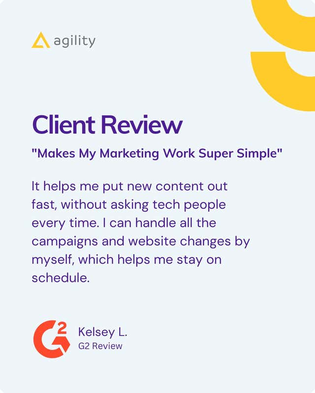 G2 Client Review of Agility CMS