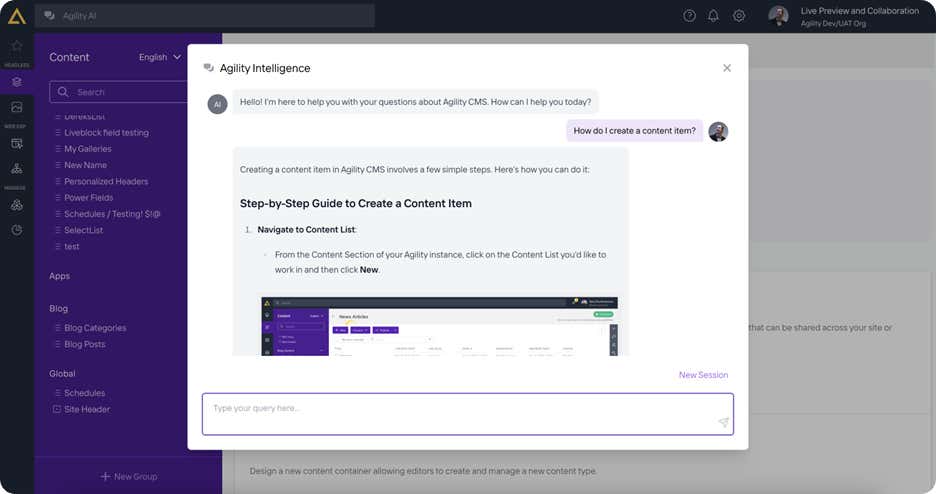 Agility CMS combines structured content modeling with a developer-first API approach.