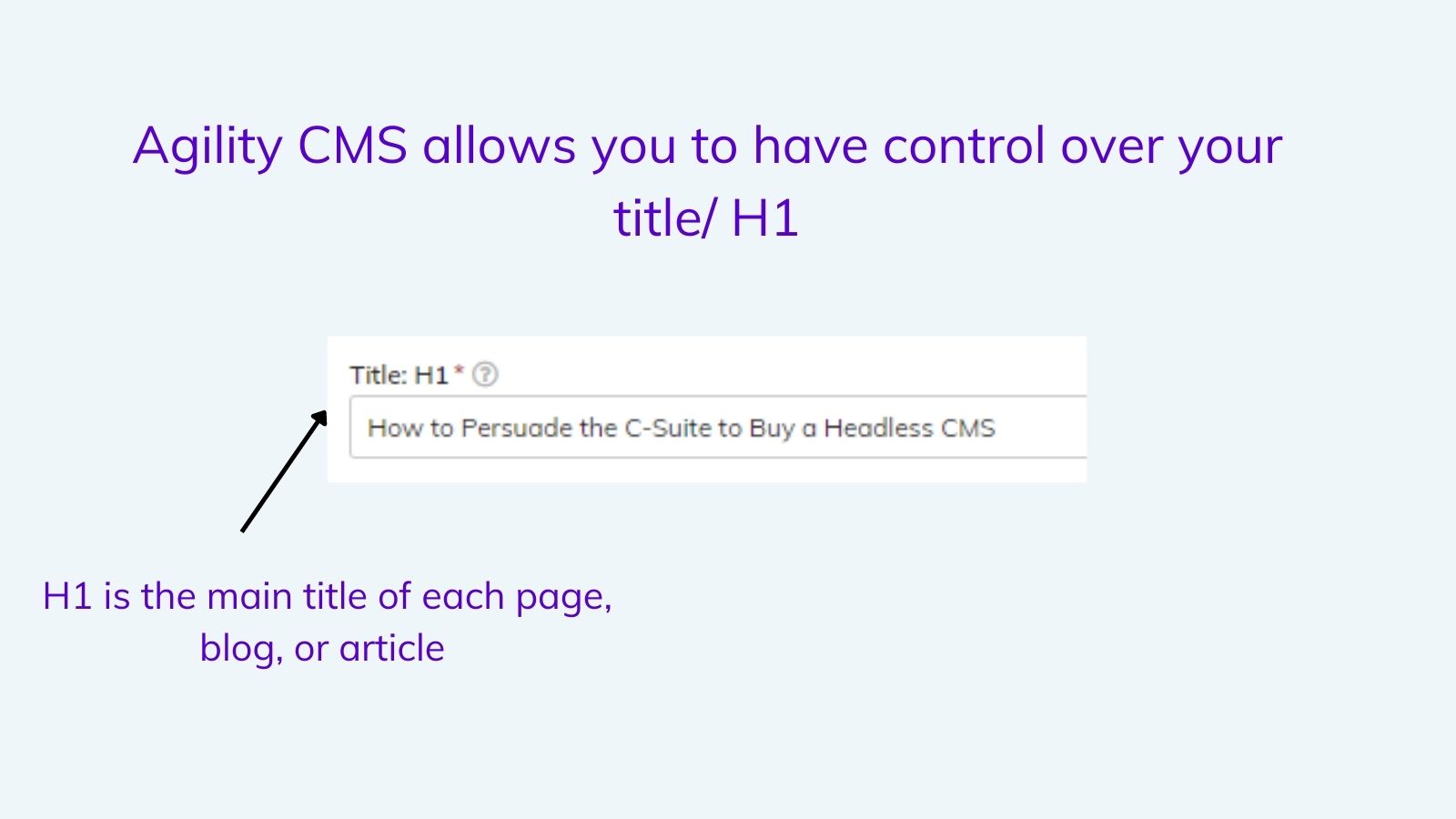 Manage your H1 with Agility CMS 