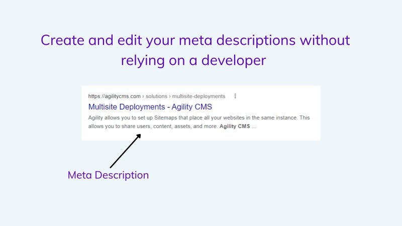 Control your meta descriptions with Agility CMS 