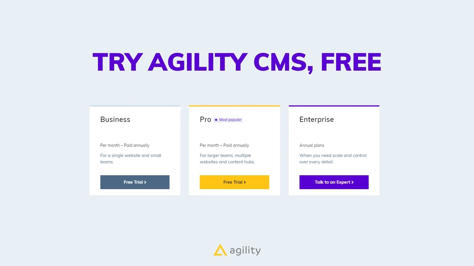 Try Agility CMS