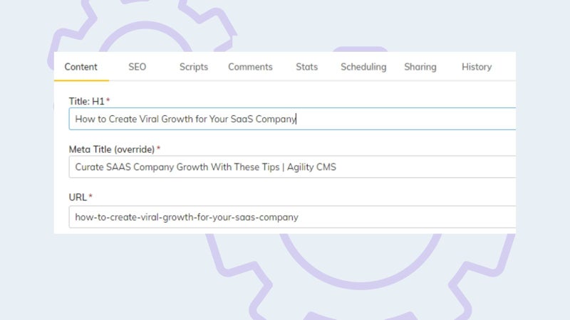 Meta data management with Agility CMS