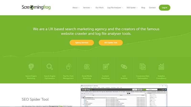 Screaming frog website on agilitycms.com