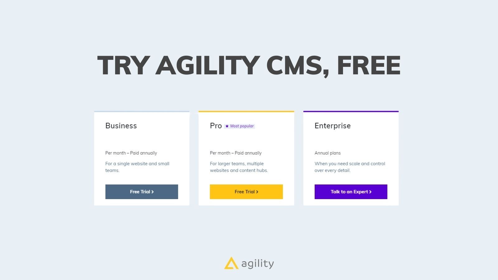 Agility CMS SAAS free trial