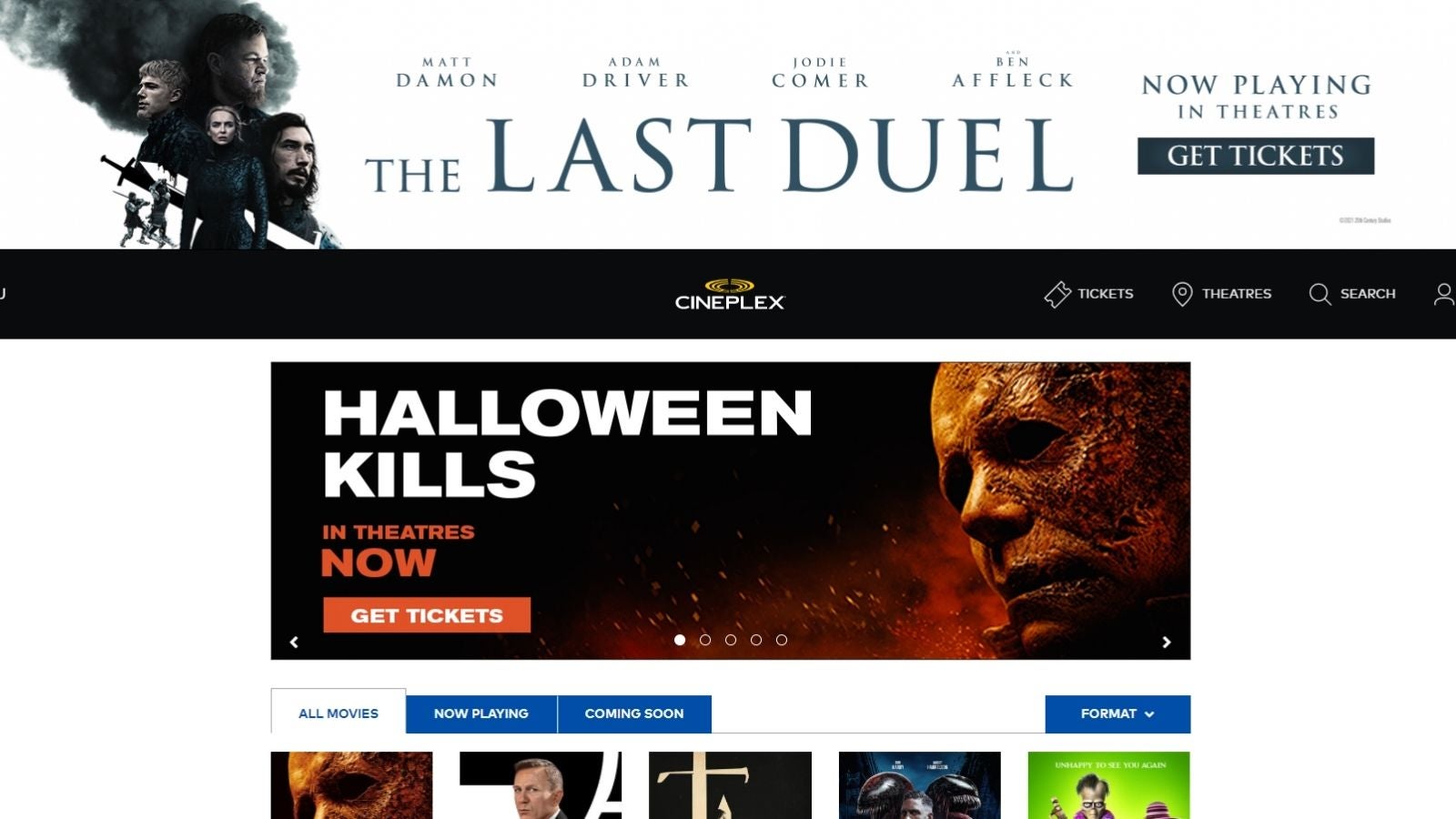 Cineplex homepage on agilitycms.com