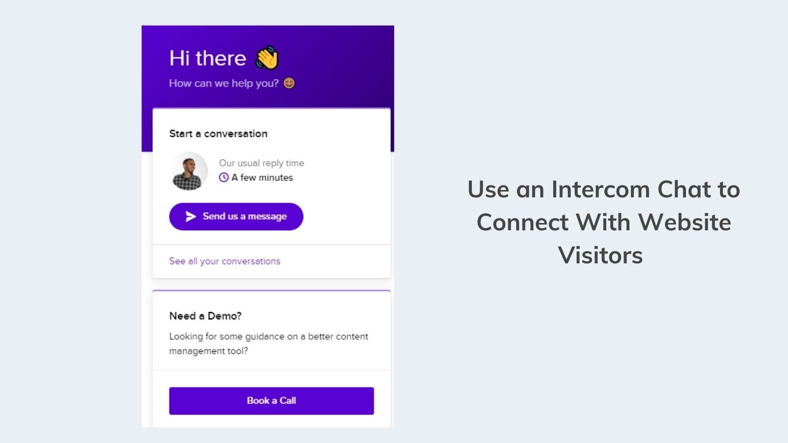 Intercom chat example on agilitycms.com