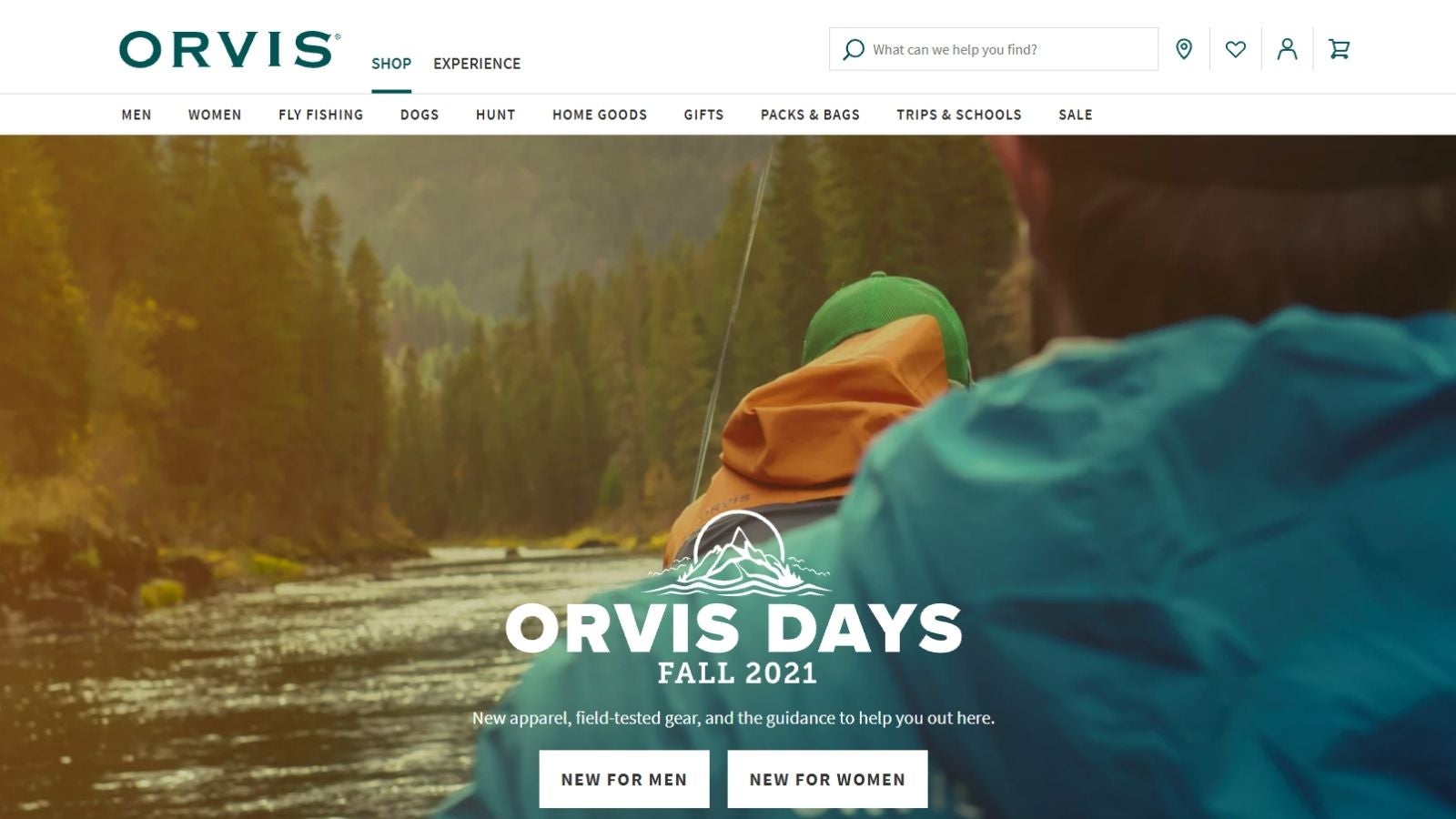 Orvis homepage screenshot