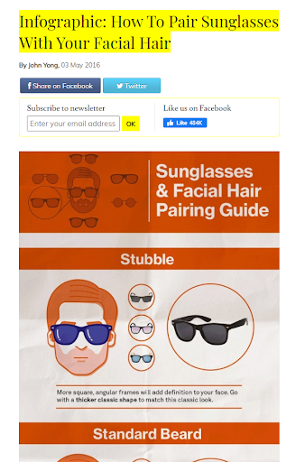 Infographic how to pair sunglasses with your facial hair