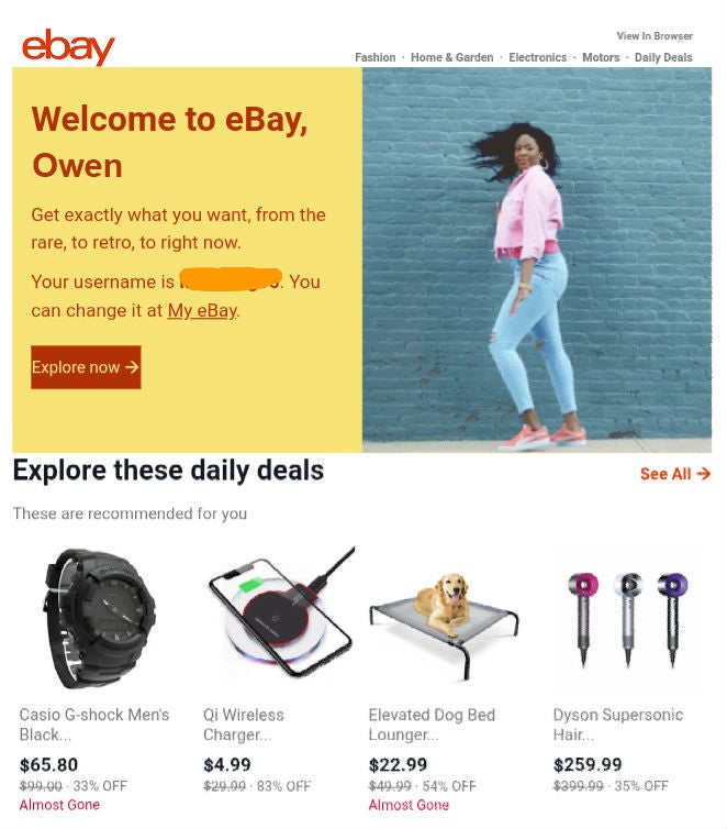 Screenshot of ebay e-commerce on agilitycms.com