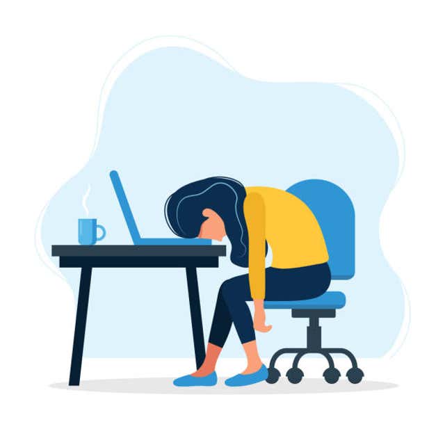 Illustration of frustrated woman at laptop