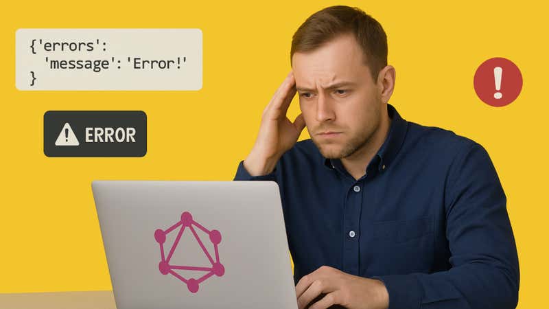 Man at laptop frustrated at GraphQL errors