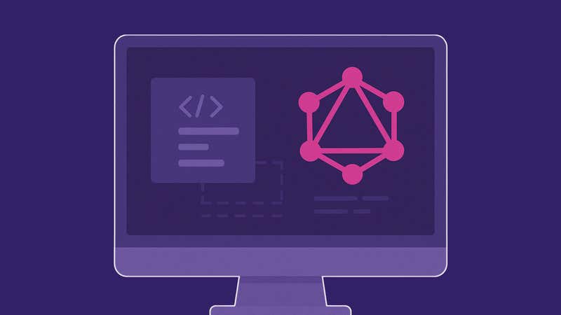 Illustration of computer screen with GraphGL logo and fragments