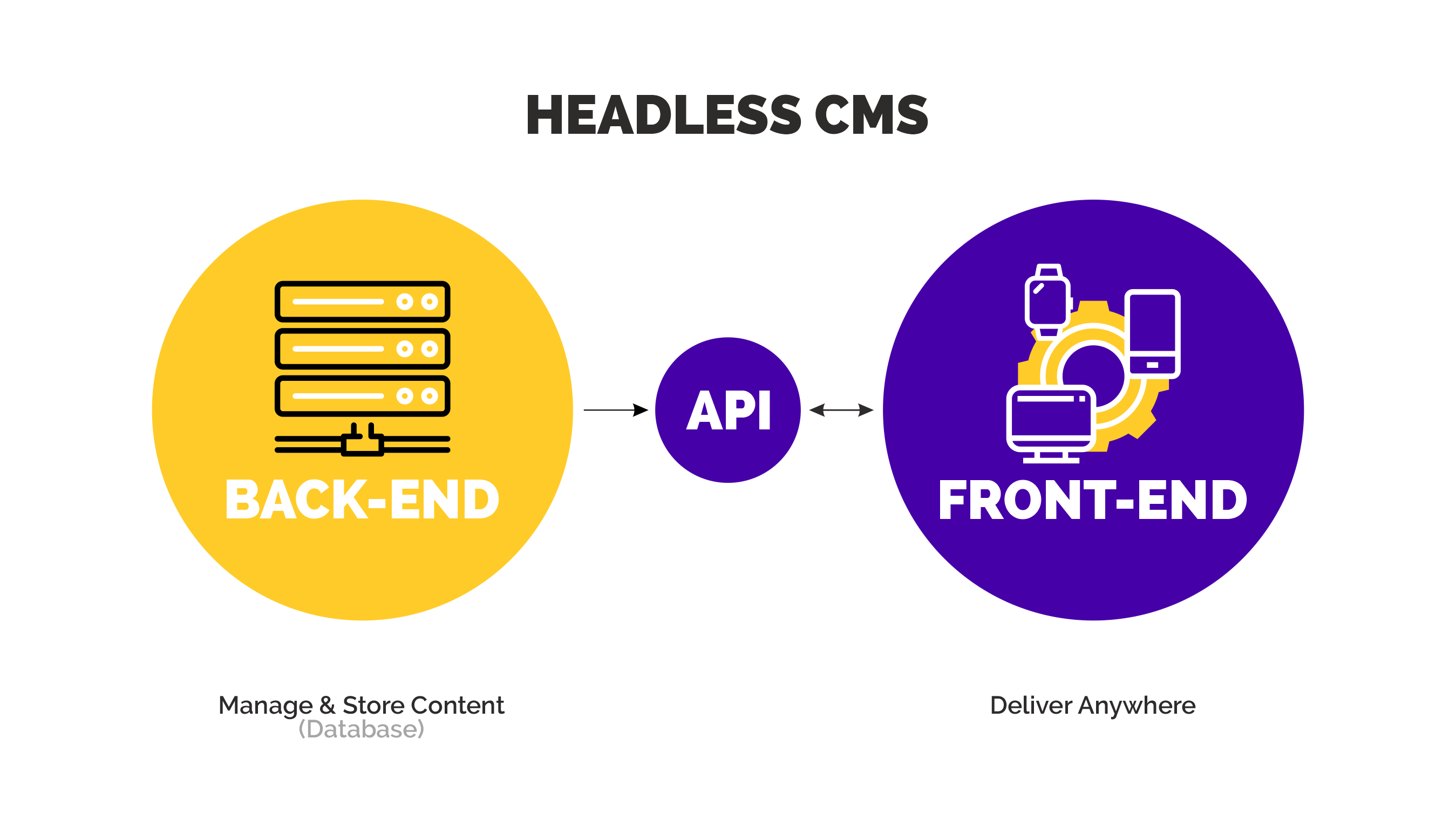 Graphic showing the back and front end of Agility CMS 