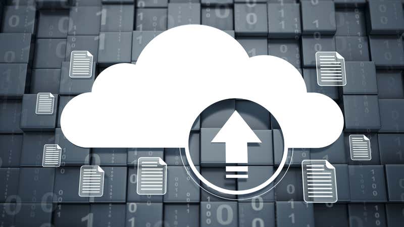 Graphic of files being uploaded to the Cloud