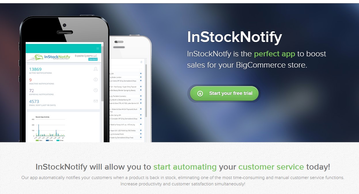 instocknotify ecomm app replaces messages