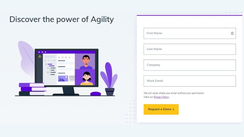 Example of product demo page on agilitycms.com