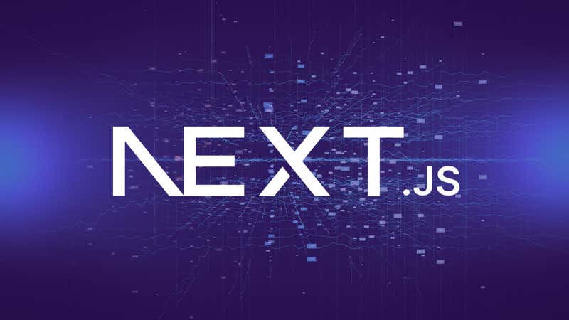 Next.js logo on purple background