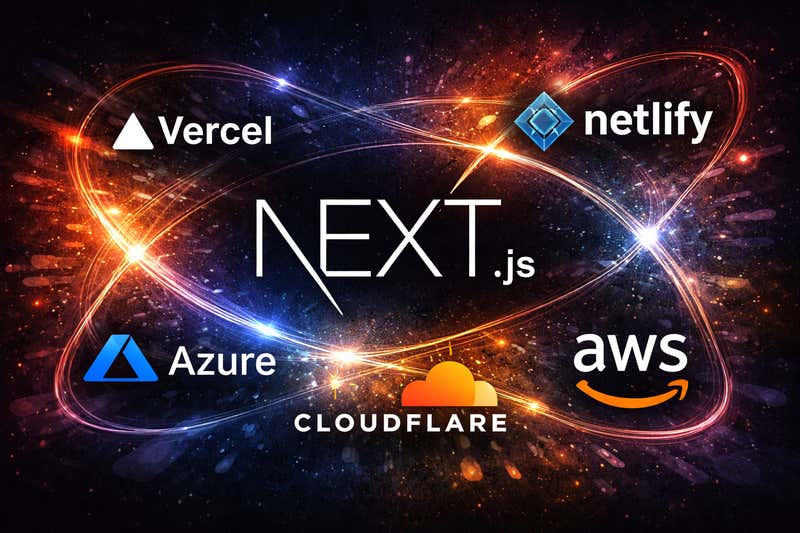 Next.js Logo with other logos around it 