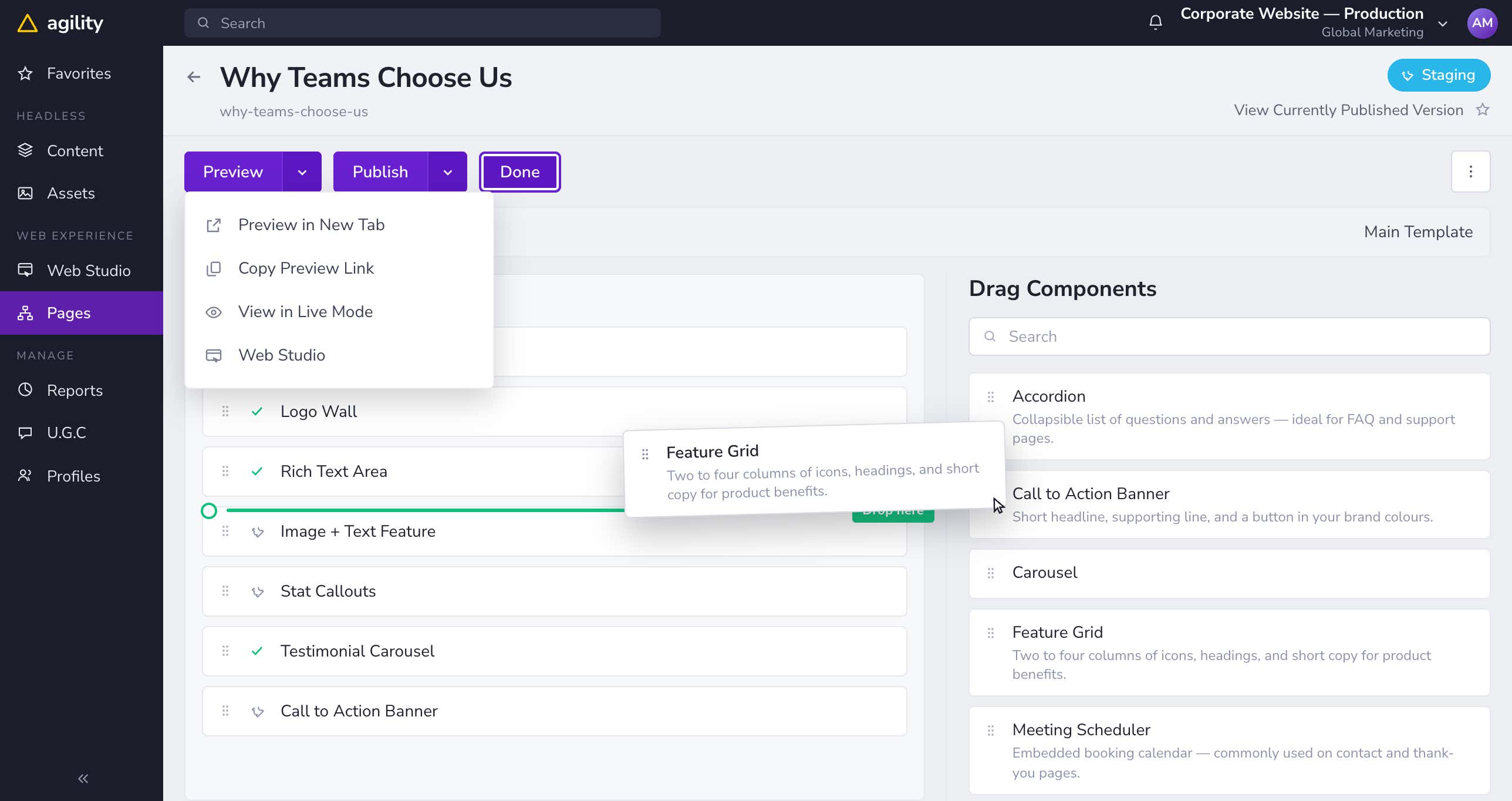 Web Studio page builder screenshot