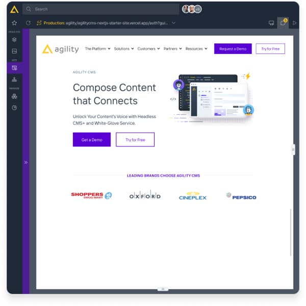 Create pages easily in Agility's Web Studio