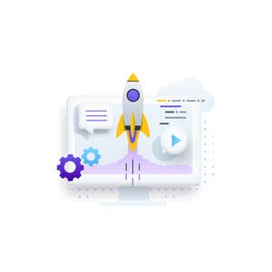 Illustration of a rocket ship taking off
