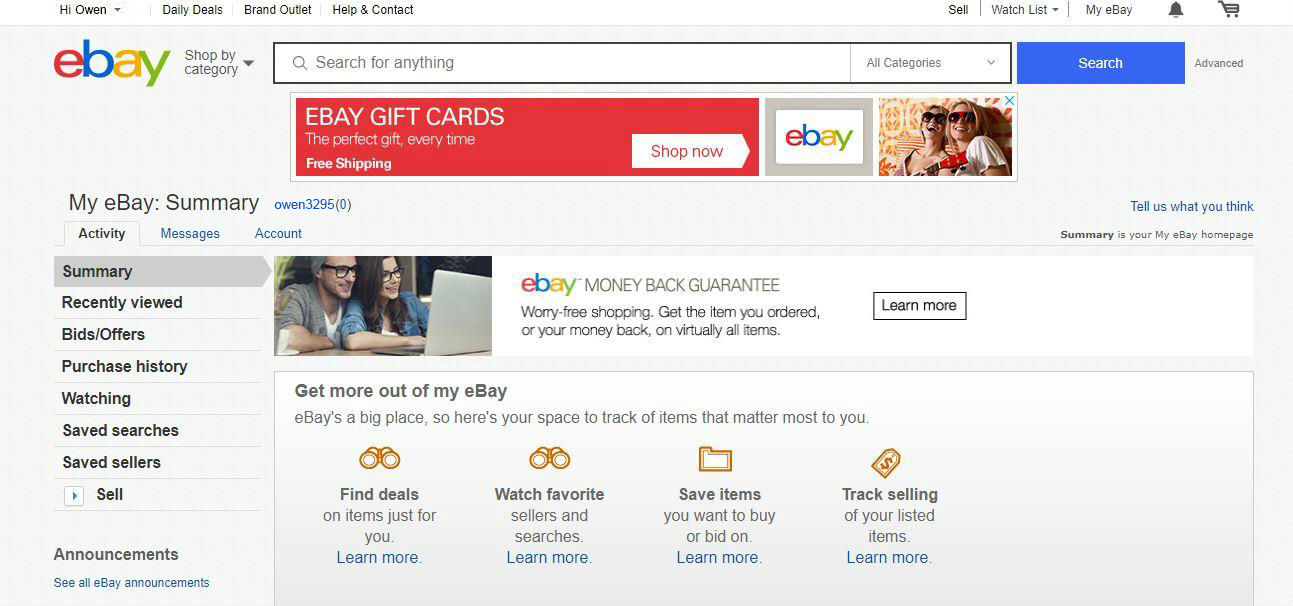 Screenshot of ebay website on agilitycms.com