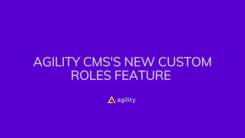 Agility CMS's new Custom Roles feature 