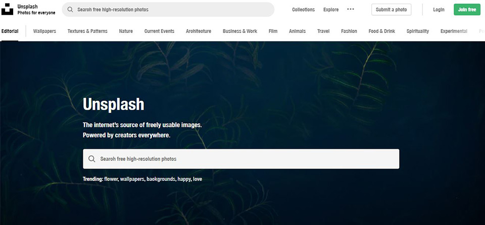 Unsplash Free Stock Image Home Page