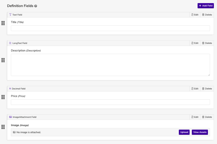 Add Fields To Product Definition