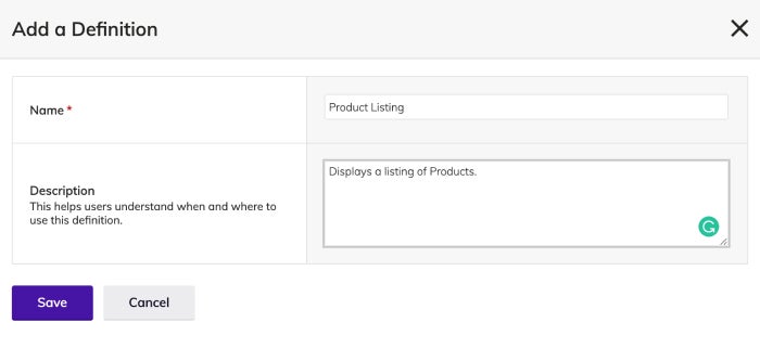 Product Listing Module Definition