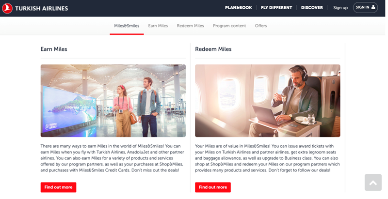 Turkish airlines loyalty program on agilitycms.com 