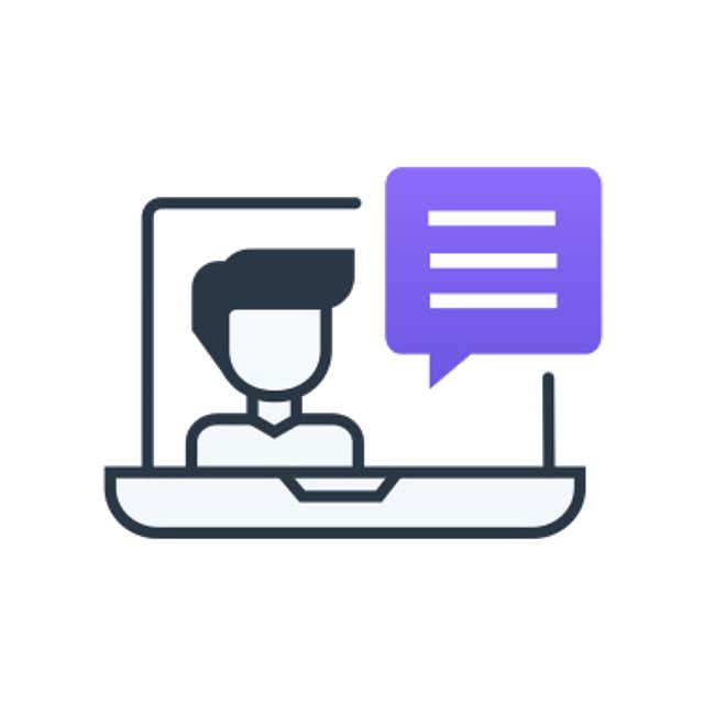 Illustration of person giving feedback from laptop