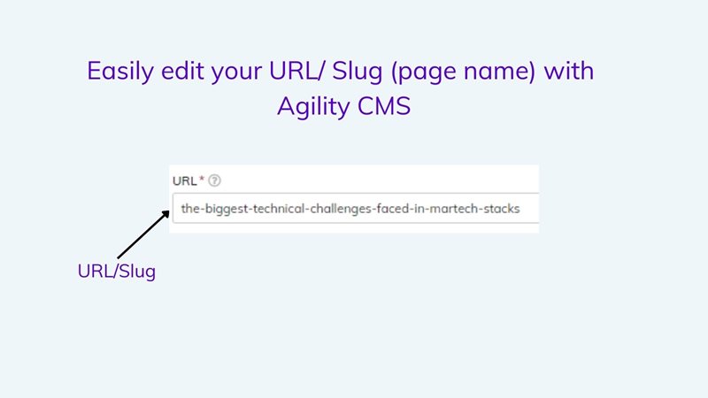 Easily control your URL/slug with Agility CMS
