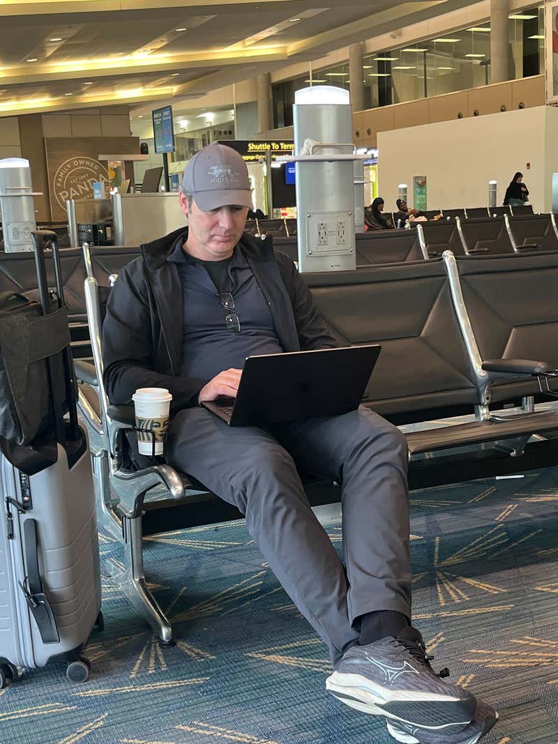 Joel working at the airport