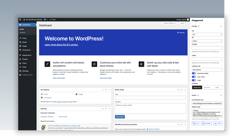 Screenshot of WordPress user interface