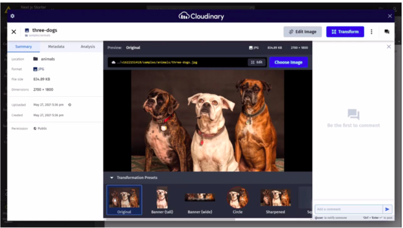 Select an image from Cloudinary Media