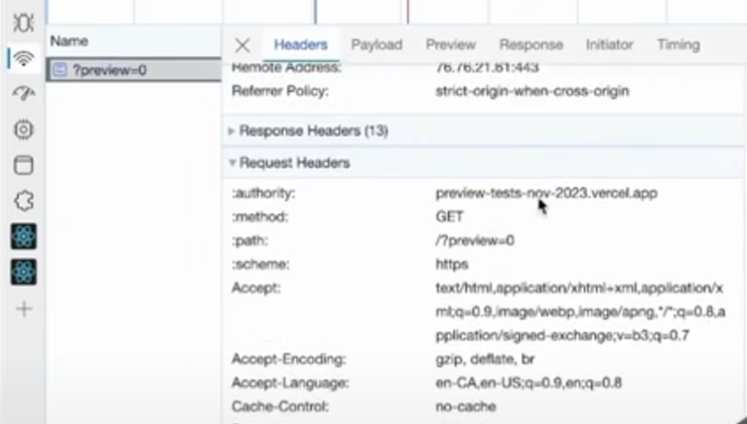 Inspect Response Headers using Vercel