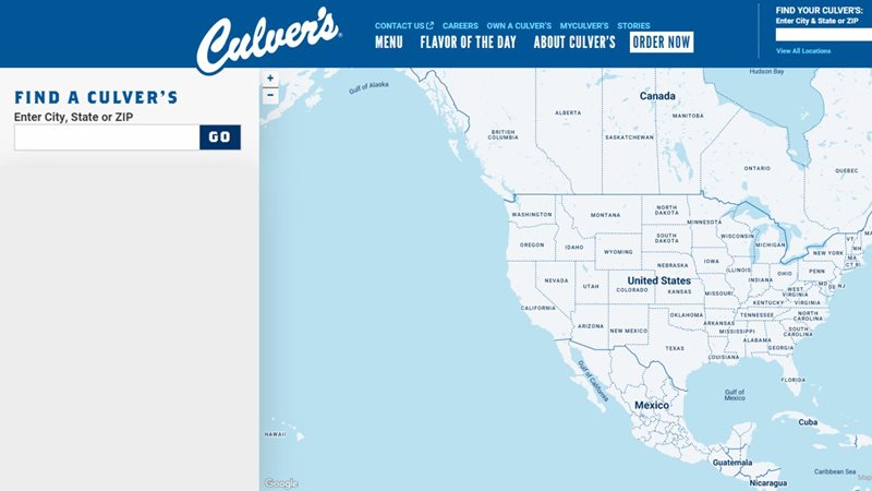 Culvers geo-location on agilitycms.com